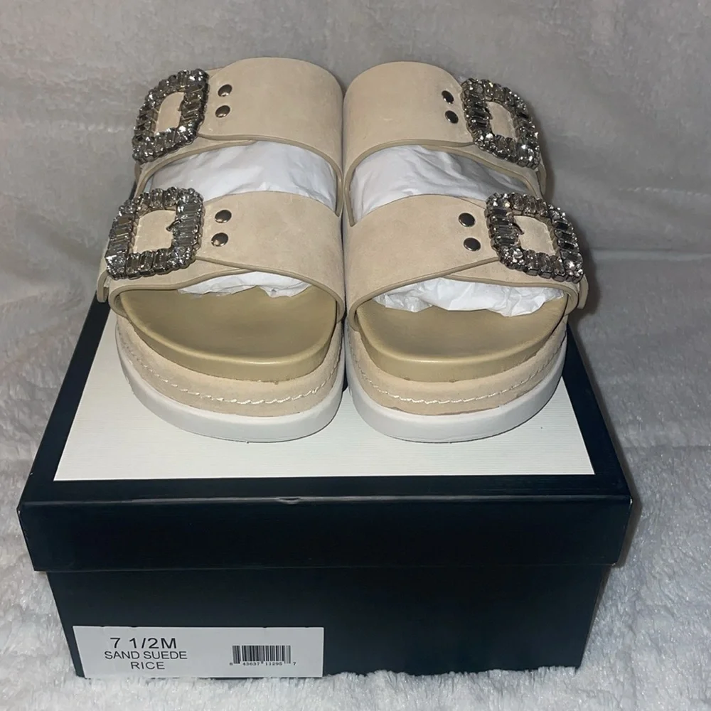 NWT J/SLIDES RICE Sand Suede Sandal - Picture 7 of 15